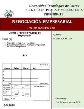 SEGUNDA OPORTUNIDAD REGINA ROCHA LEIJA 10° IPOI NEGOCIACION EMPRESARIAL