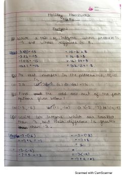 Maths Holiday Homework