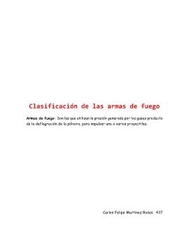 Clasificación de las armas de fuego