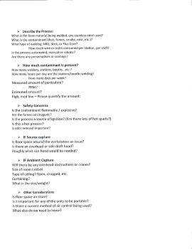 Air Quality Engineering - Questionnaire selection 