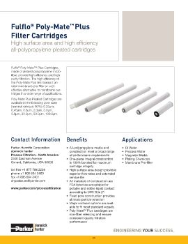 Parker - Fulflo Poly-Mate Plus Filter Cartridges