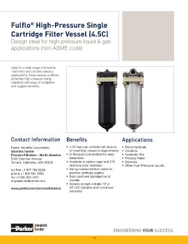 Parker - Fulflo high pressure single cartridge filter vessel 4.5C