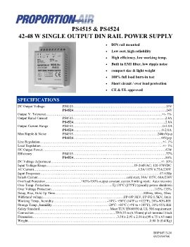 Proportion-Air - P4515 & PS4524 42-48W Single Output DIN Rail Power Supply