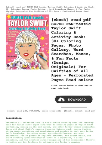 [ebook] read pdf super fan-tastic taylor swift coloring & activity book 30+ coloring pages  photo ga
