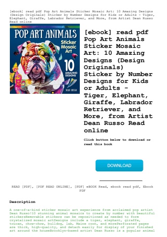 [ebook] read pdf pop art animals sticker mosaic art 10 amazing designs (design originals) sticker by