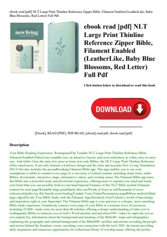 ebook read [pdf] nlt large print thinline reference zipper bible  filament enabled (leatherlike  bab