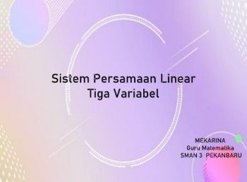 Sistem Persamaan Linear Tiga Variabel