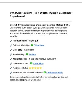 Syno Gut Review - Is it Worth Trying? Customer Experience!