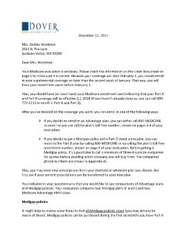 Cover Letter and Evaluation for Debbie Workman