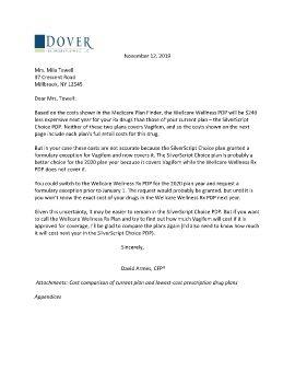 Cover memo and appendices for Mila Tewell