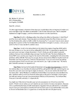 Cover Letter and Evaluation for Mr. Michael Johnson