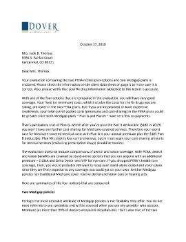 Cover Letter and Evaluation for Judy Thomas