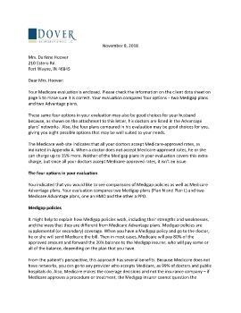 Cover letter and evaluation for Darlene Hoover
