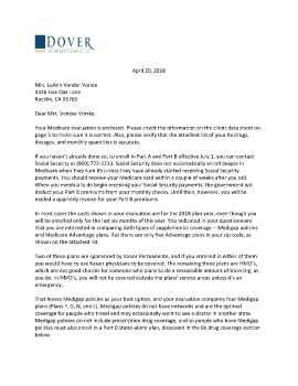 Cover Letter and Evaluation for  LuAnn Vander Vorste