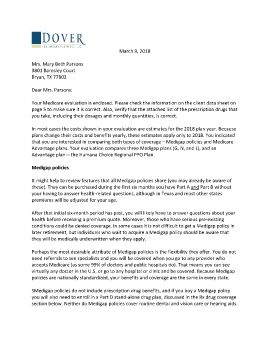 Cover Letter and Evaluation for Mary Beth Parsons
