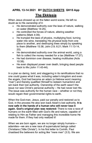 Ekklesia Kings and Priests