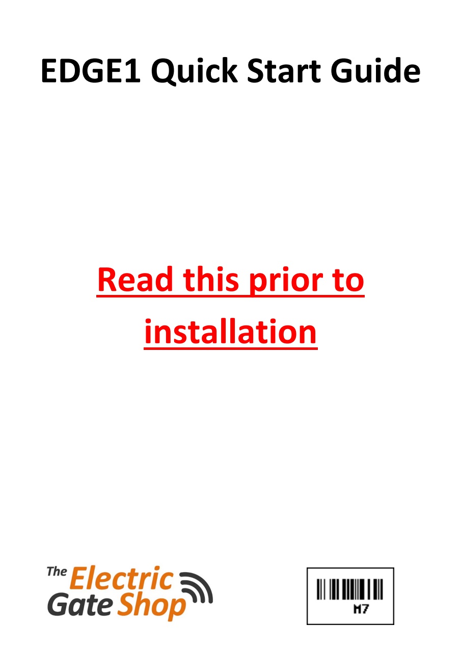 Quick Start Guide Edge 1