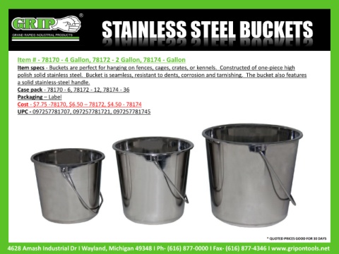 GRIP 4 Gallon Stainless Steel Bucket 78170