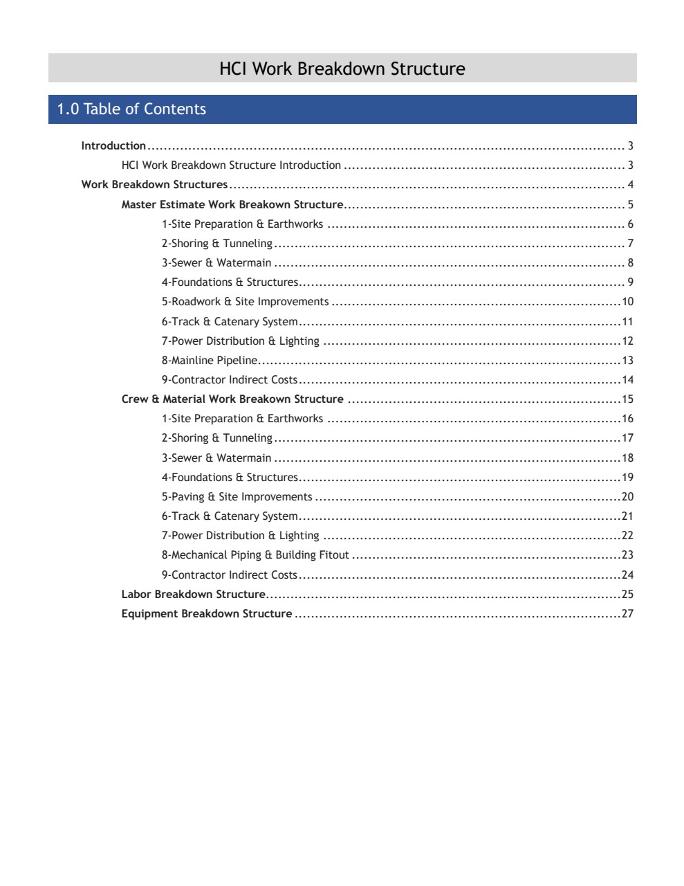 HCI Work Breakdown Structure