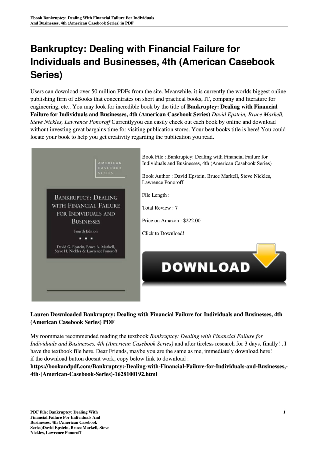 Bankruptcy: Dealing with Financial Failure for Individuals and ...