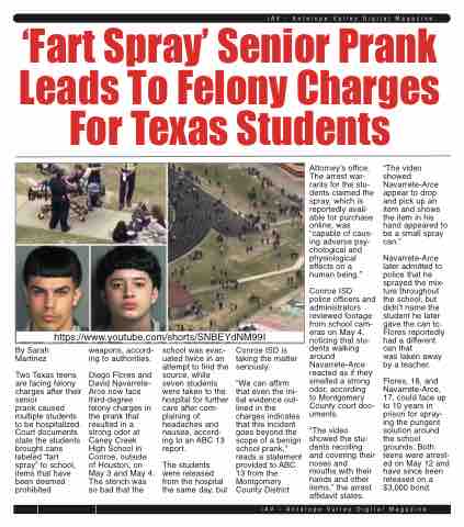 Caney Creek High School students charged in fart spray prank