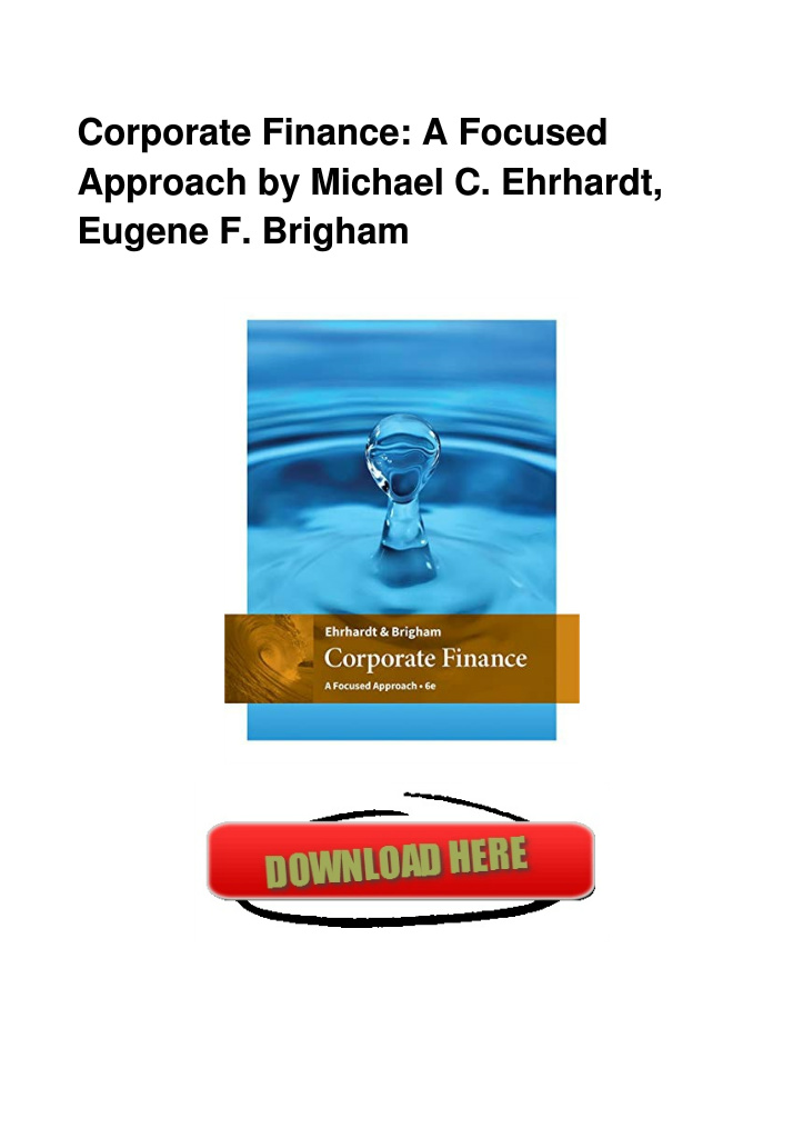 Corporate Finance: A Focused Approach by Michael C. Ehrhardt, Eugene F.  Brigham - Flip PDF | FlipBuilder