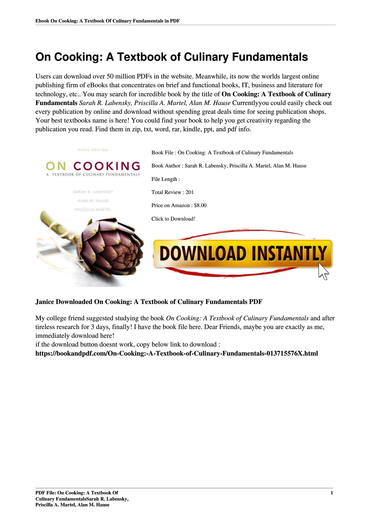On Cooking: A Textbook of Culinary FundamentalsSarah R. Labensky ...