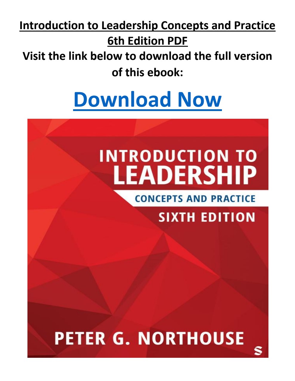 Introduction to Leadership Concepts and Practice 6th Edition PDF
