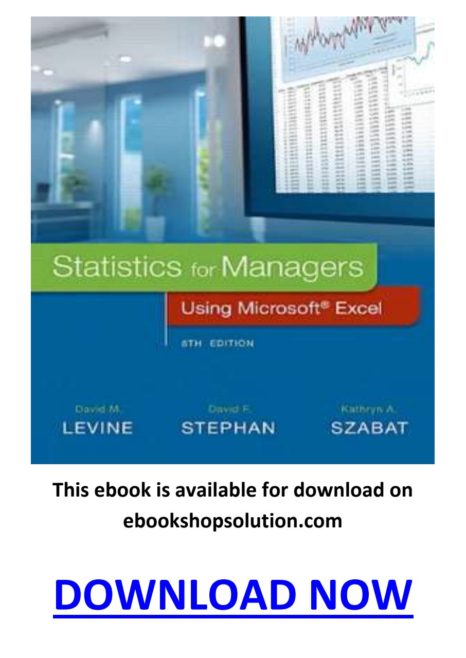 Statistics for Managers Using Microsoft Excel 8th Edition PDF