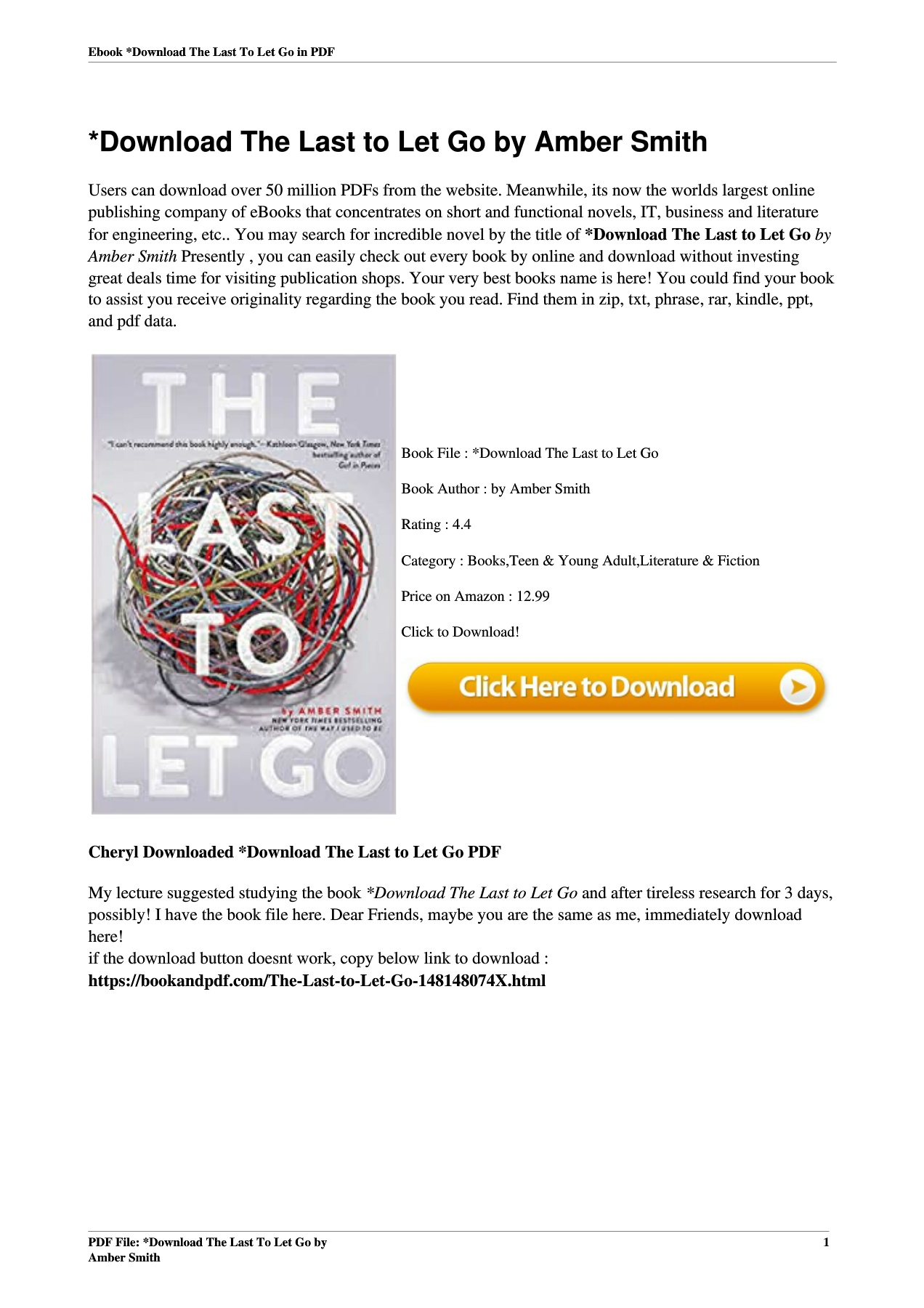 *Download The Last to Let Go by Amber Smith