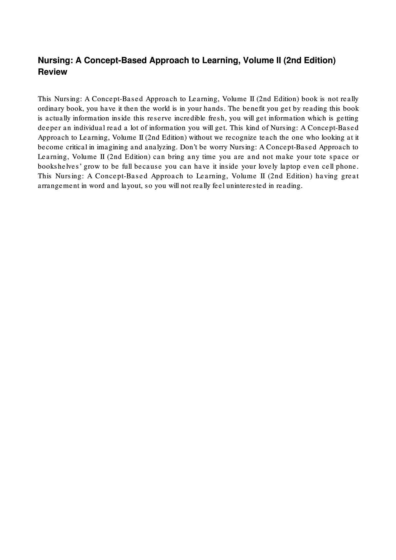 Nursing: A Concept-Based Approach to Learning, Volume II (2nd Edition ...