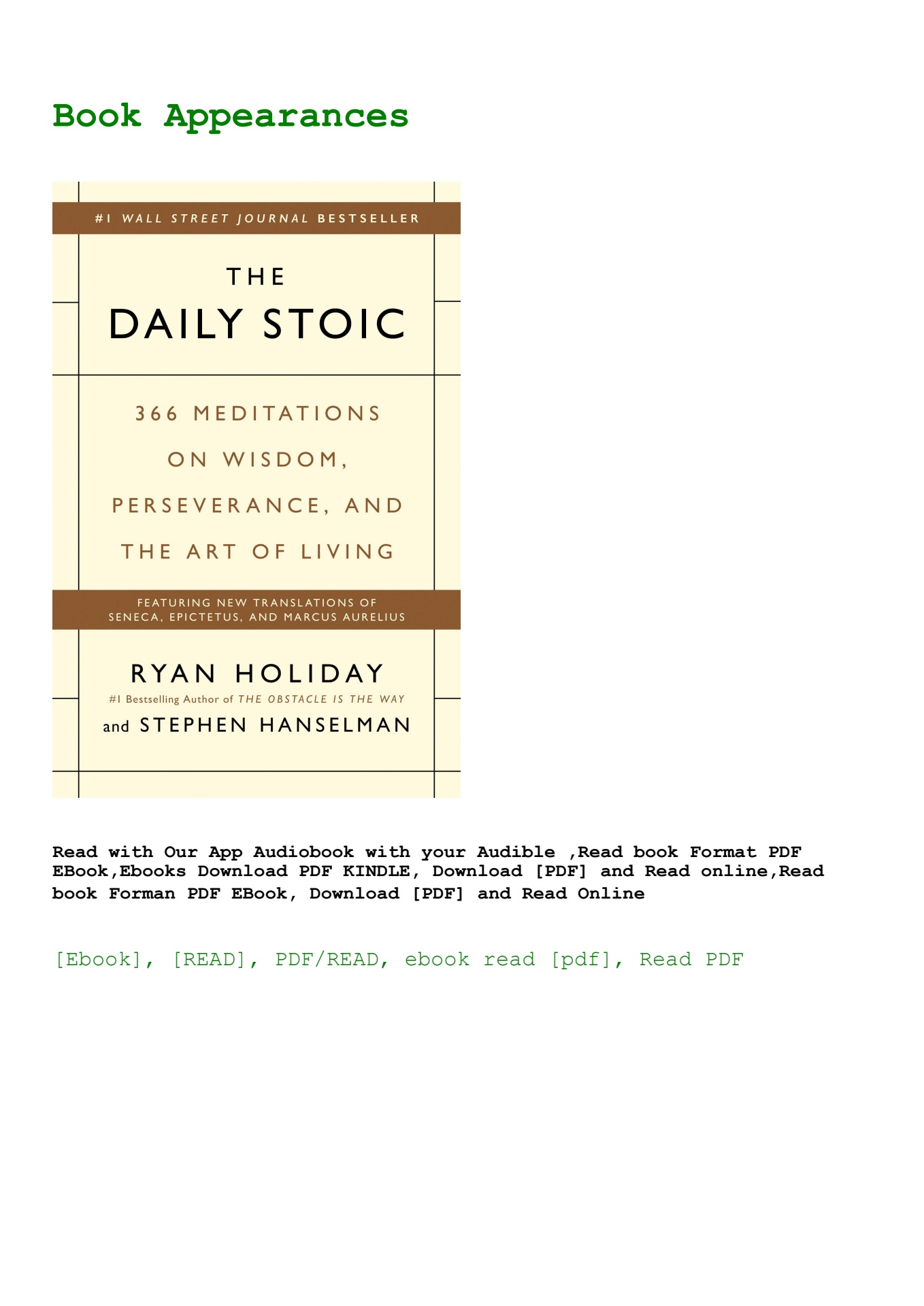 read [pdf] the daily stoic 366 meditations on wisdom perseverance and ...