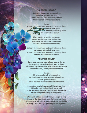 Funeral Hymn: No Tears in Heaven, lyrics, and PDF