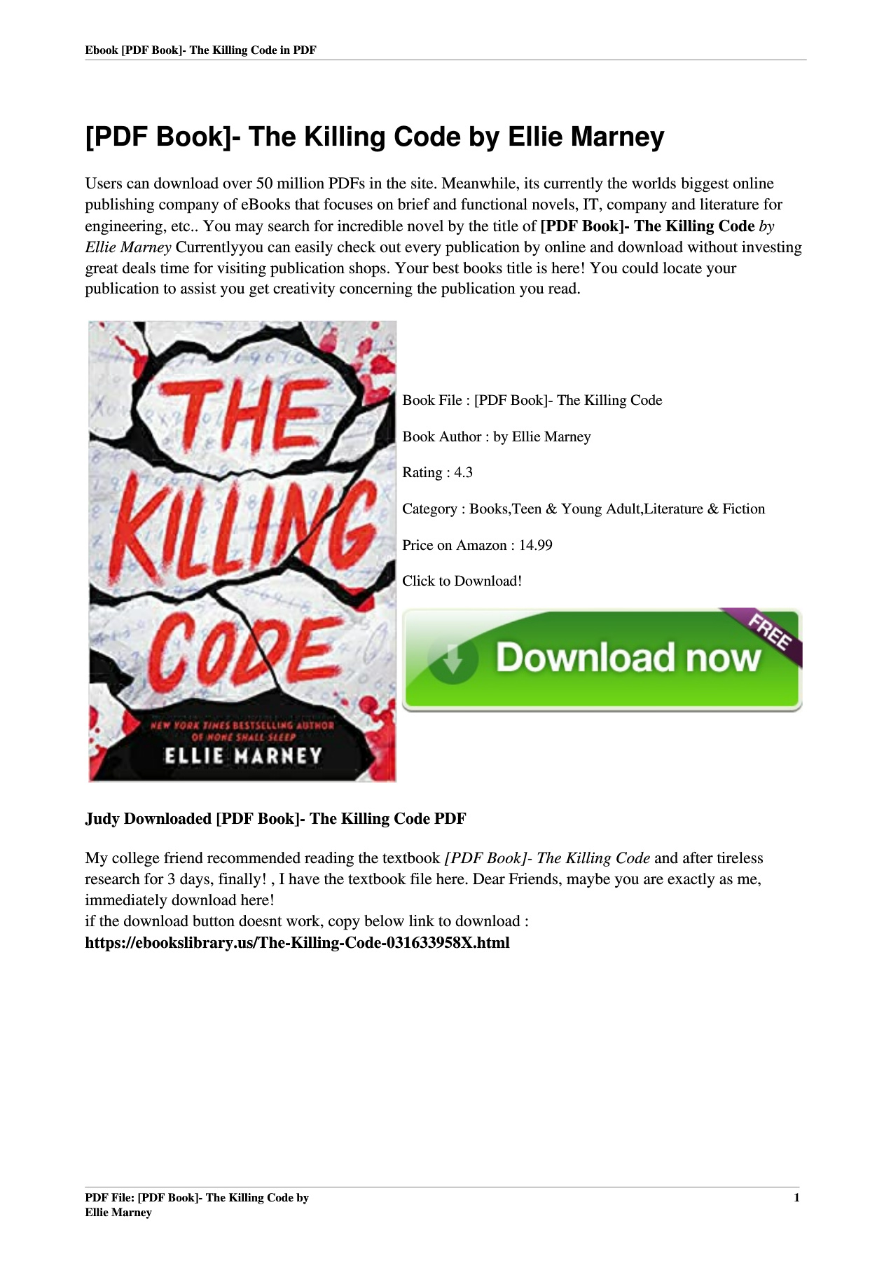 [PDF Book]- The Killing Code by Ellie Marney