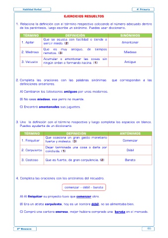 DEFINICIÓN EJERCICIOS RESUELTOS DE VERBAL