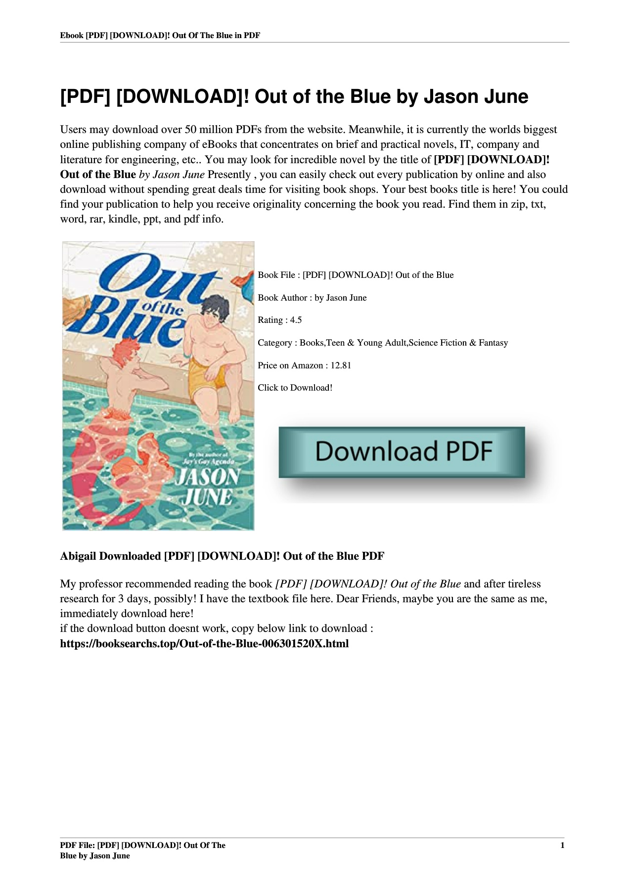 [PDF] [DOWNLOAD]! Out of the Blue by Jason June