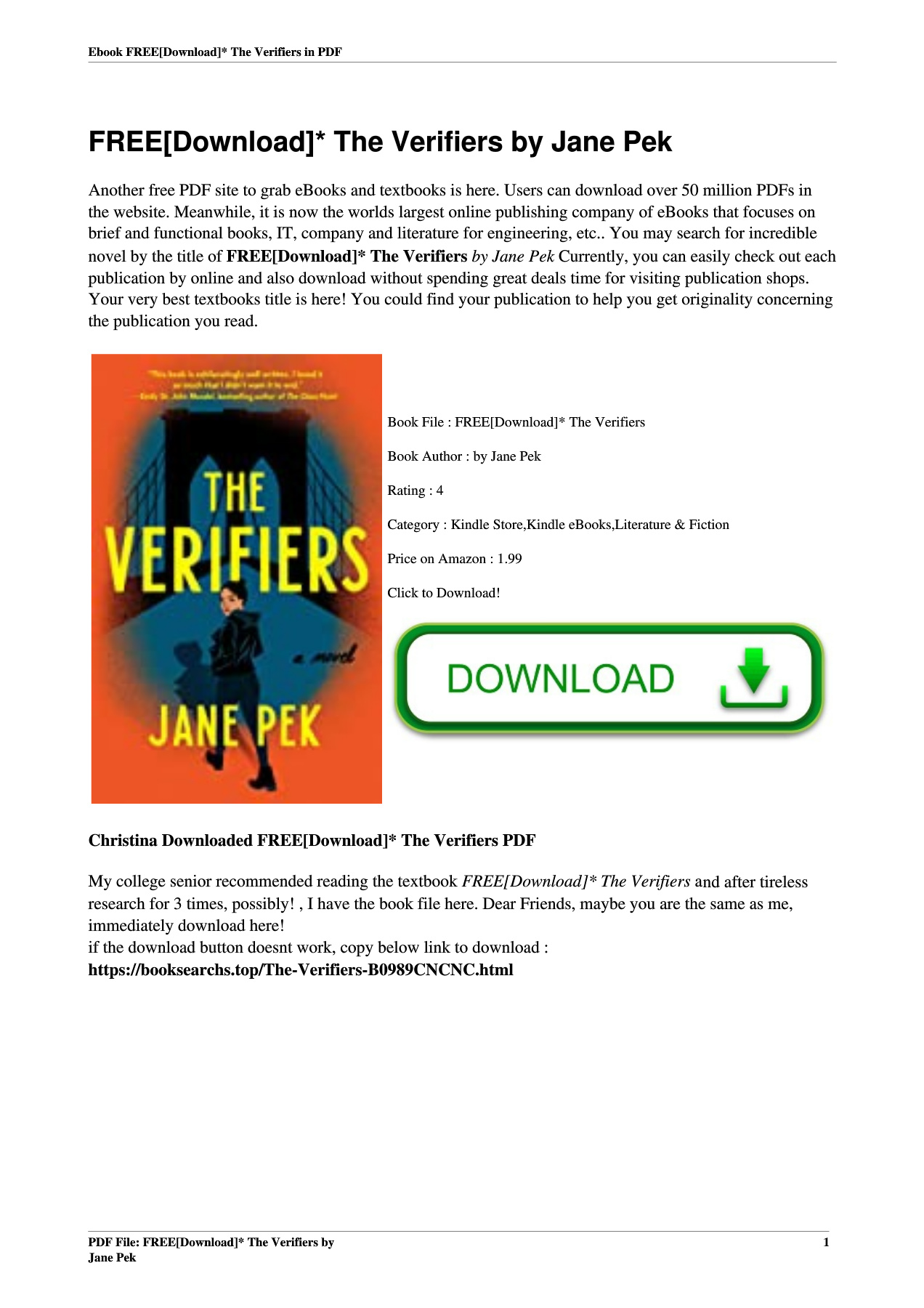 FREE[Download]* The Verifiers by Jane Pek