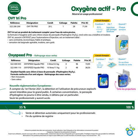 Oxygene actif piscine ocedis