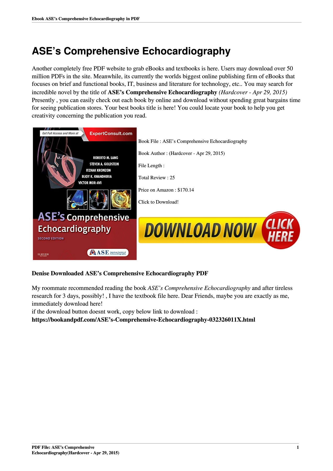 ASE’s Comprehensive Echocardiography(Hardcover - Apr 29, 2015)