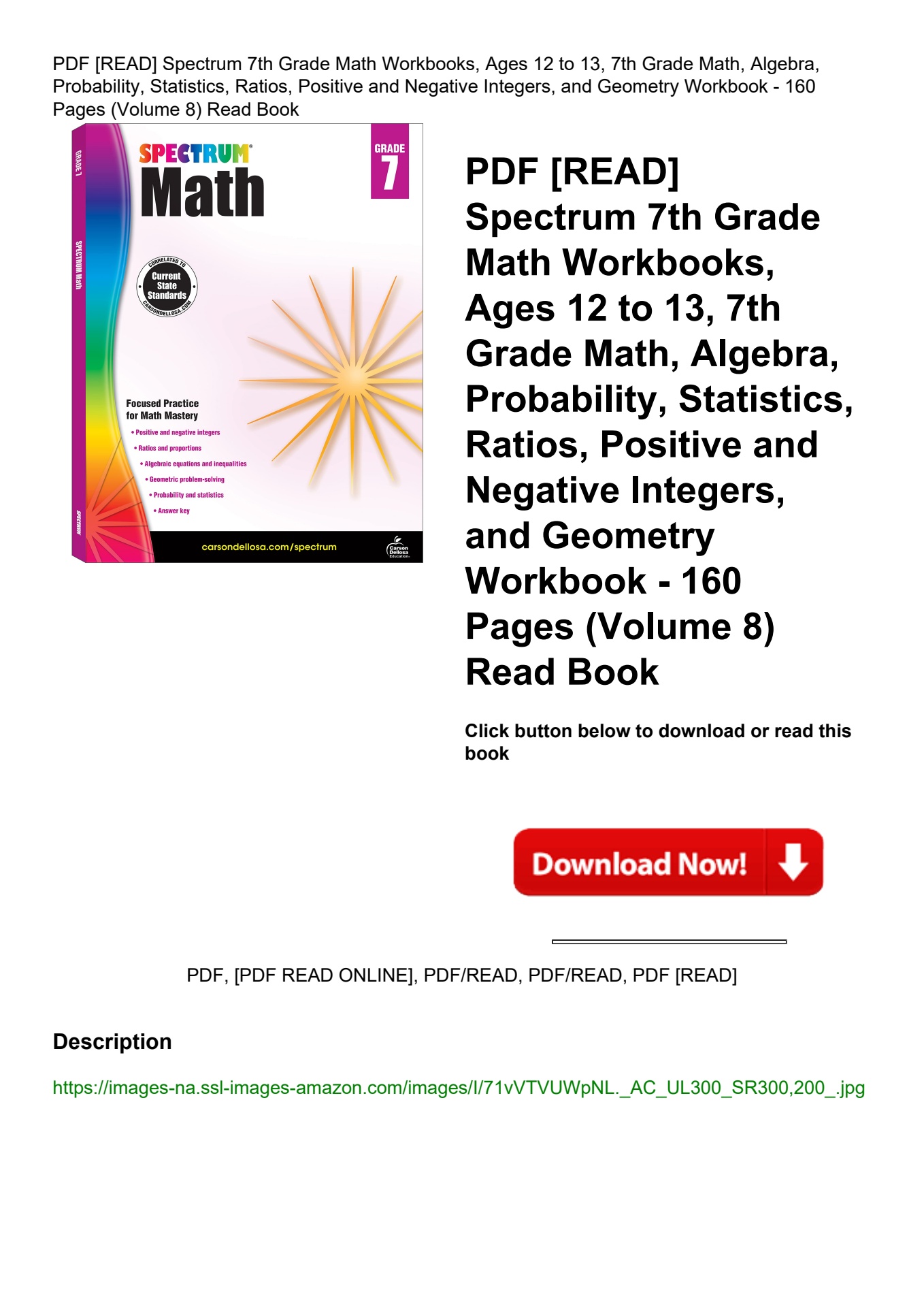 pdf [read] spectrum 7th grade math workbooks ages 12 to 13 7th grade ...