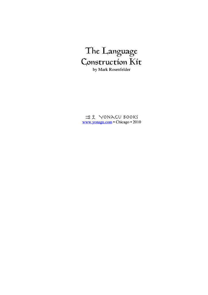 The Language Construction Kit Mark Rosenfelder