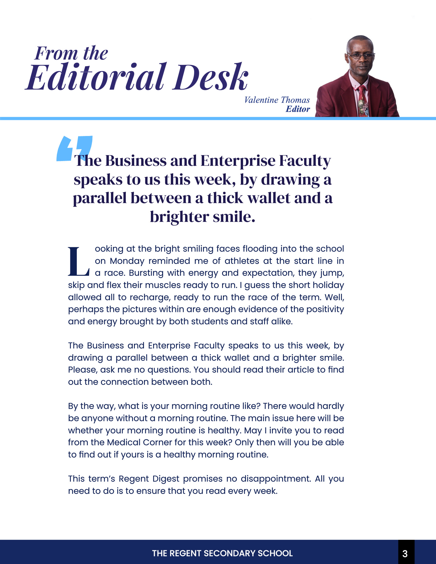 The Regent Digest Volume 12 Issue 30