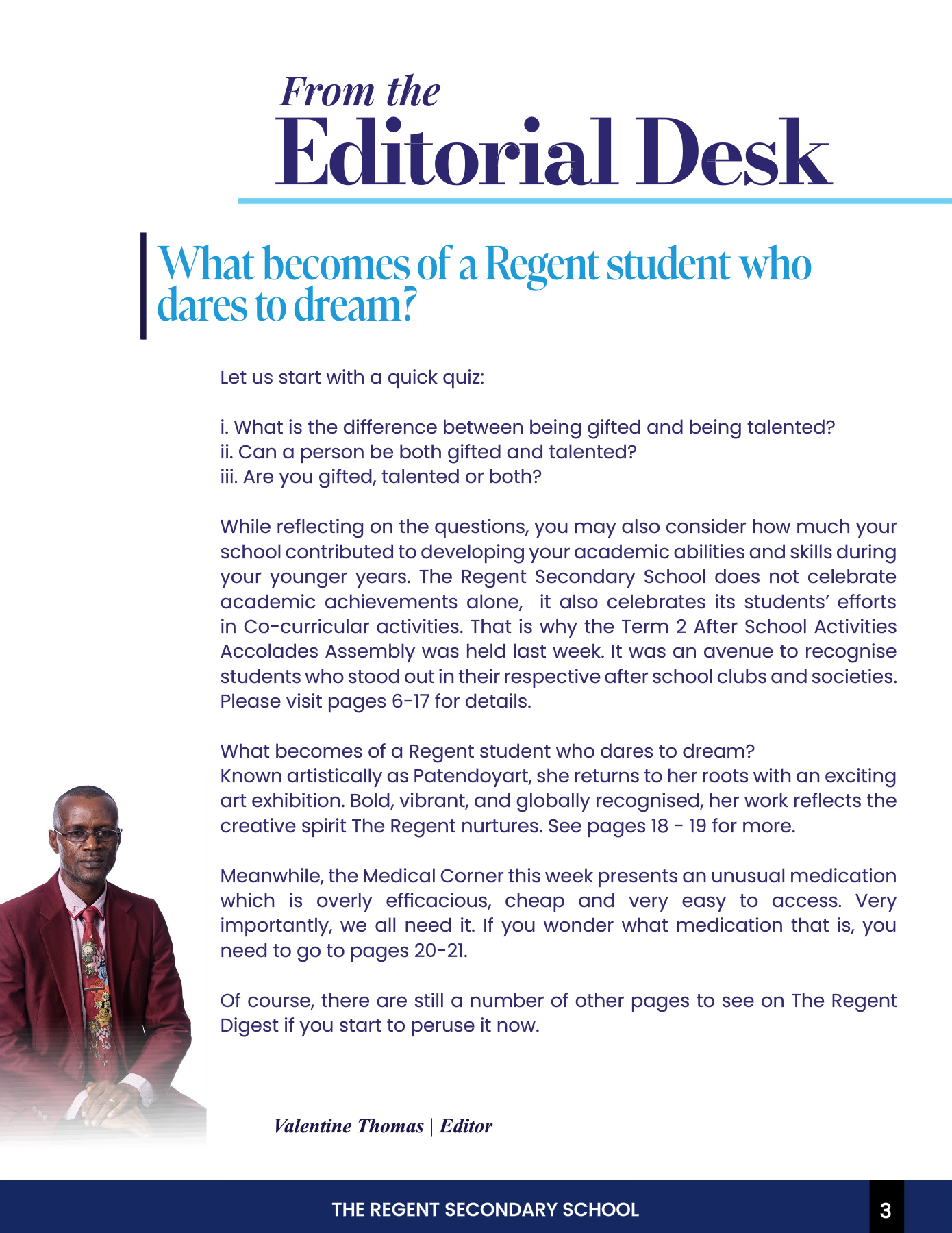 The Regent Digest Volume 13 Issue 37