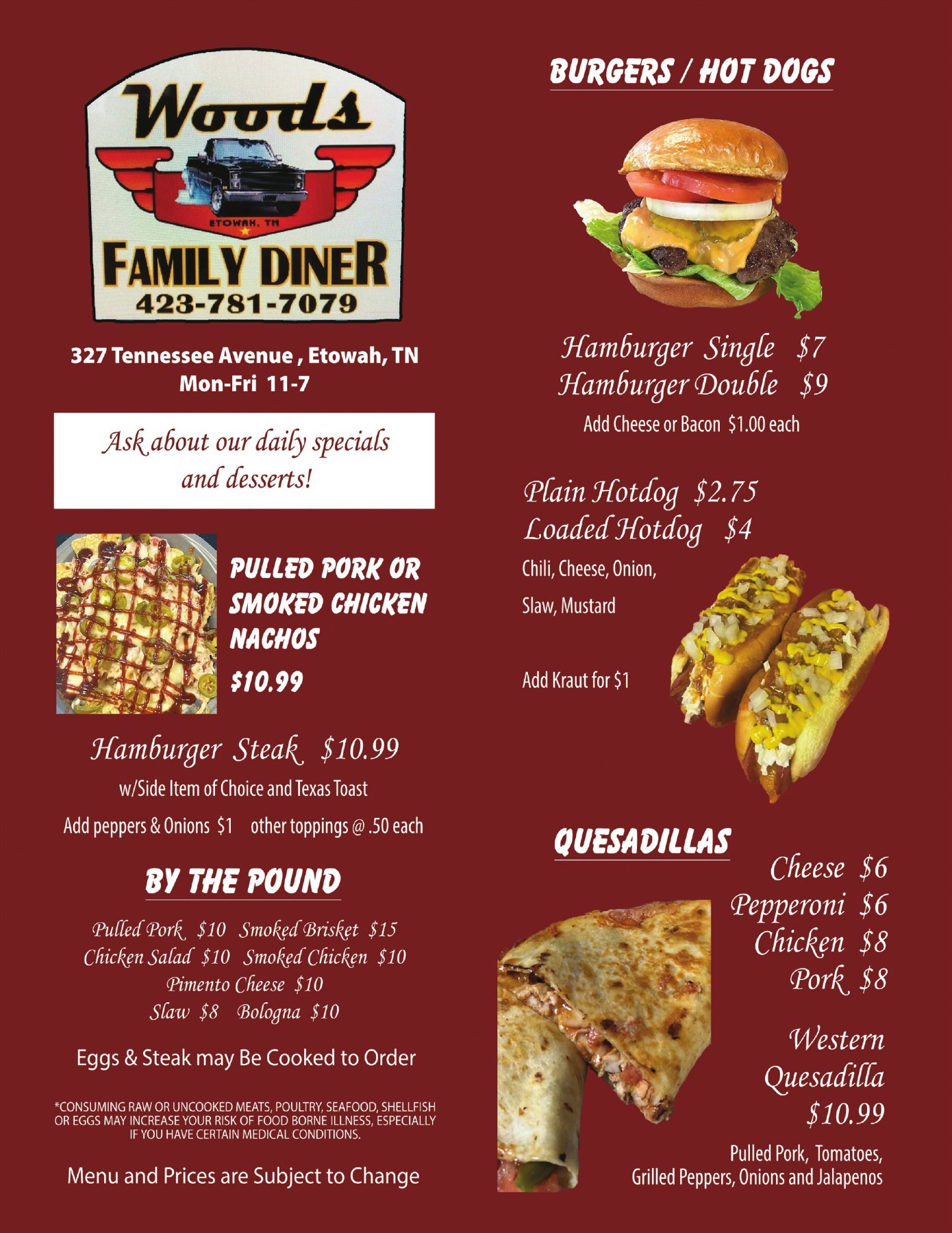 Woods Family Diner menu - Flip PDF