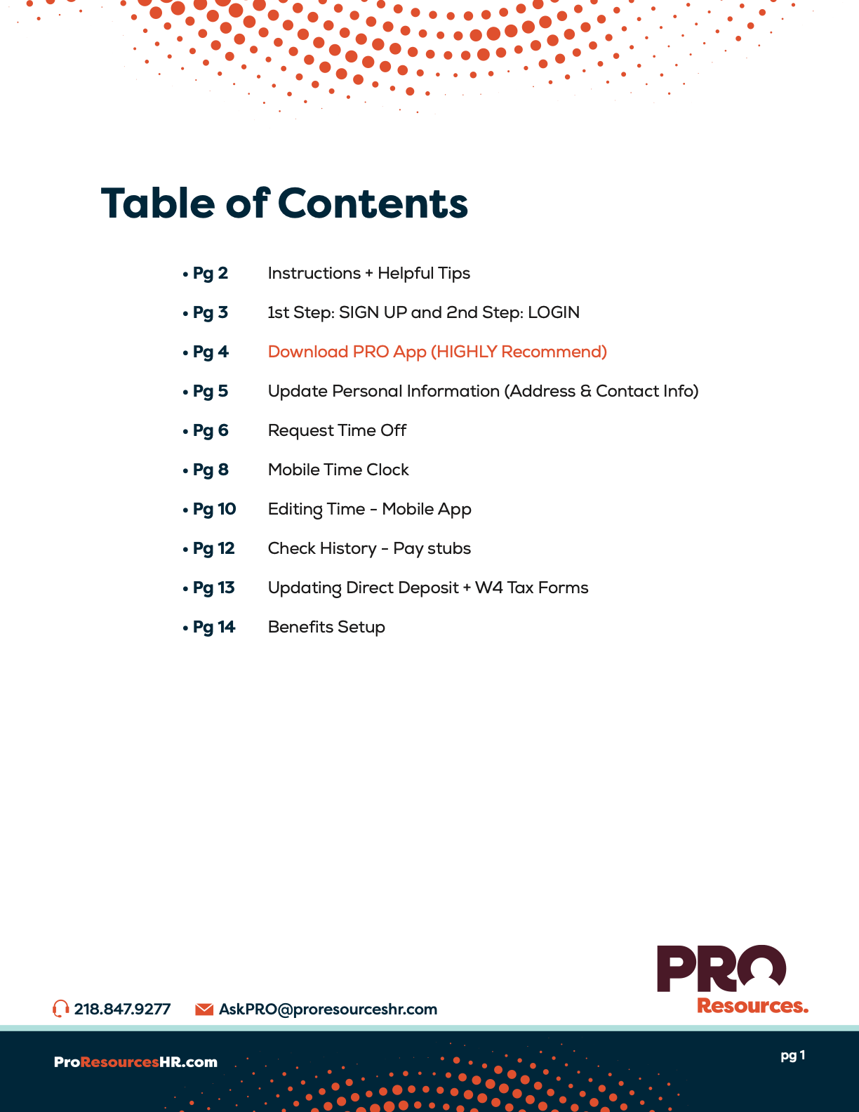 Pro Work Guide PRO Software Employee Guide 09302025