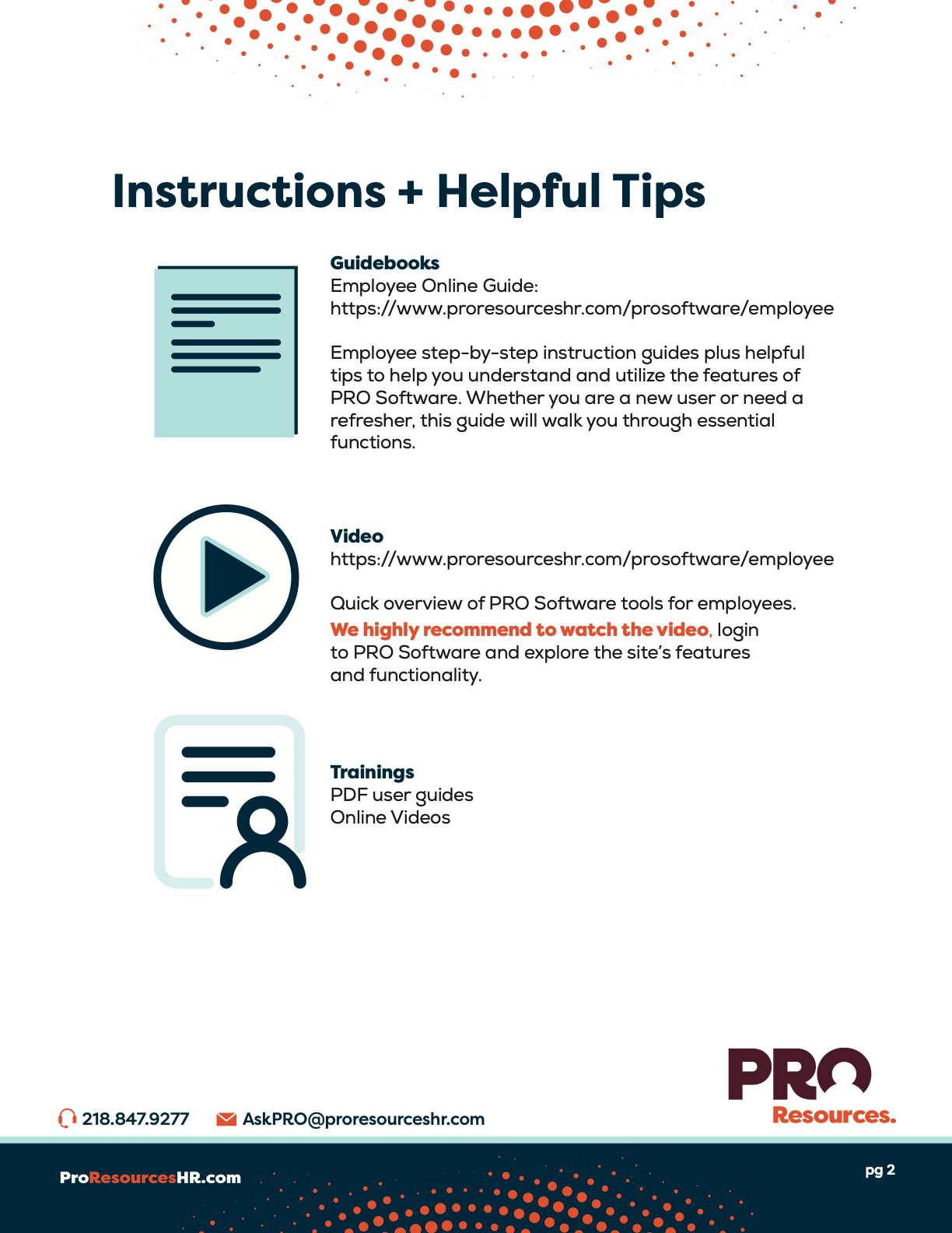 Pro Work Guide PRO Software Employee Guide 09302025