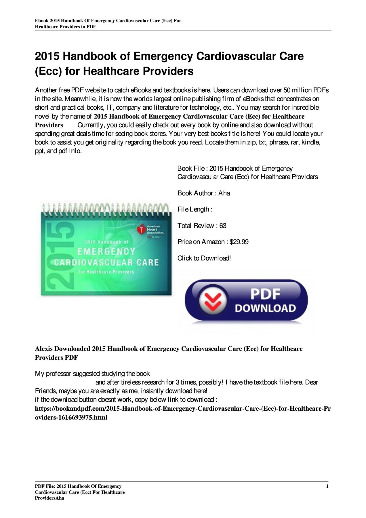 2015 Handbook of Emergency Cardiovascular Care (Ecc) for Healthcare ...