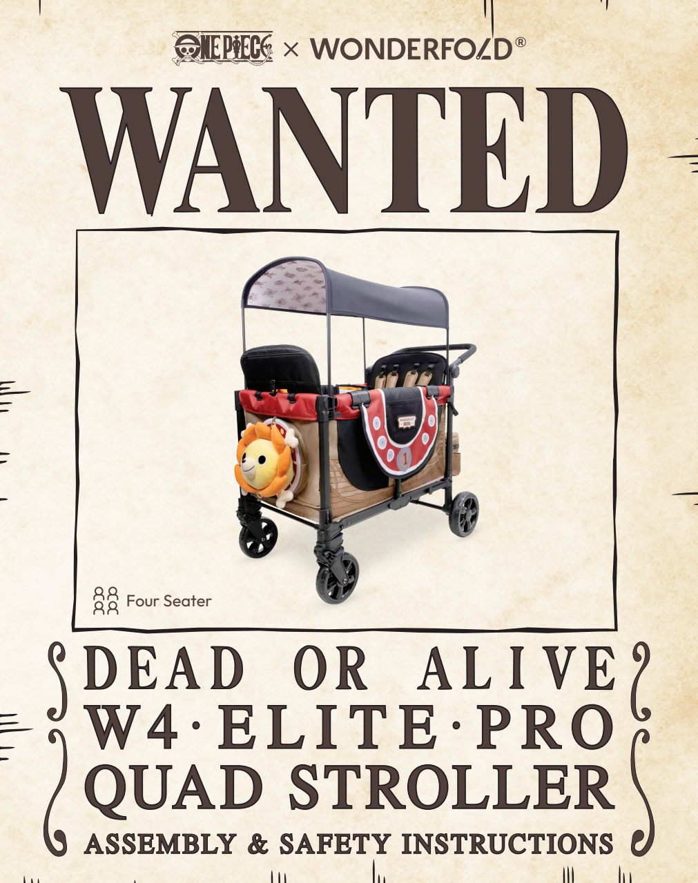 ONE PIECE Thousand Sunny 4-Seater Stroller Wagon User Manual - US