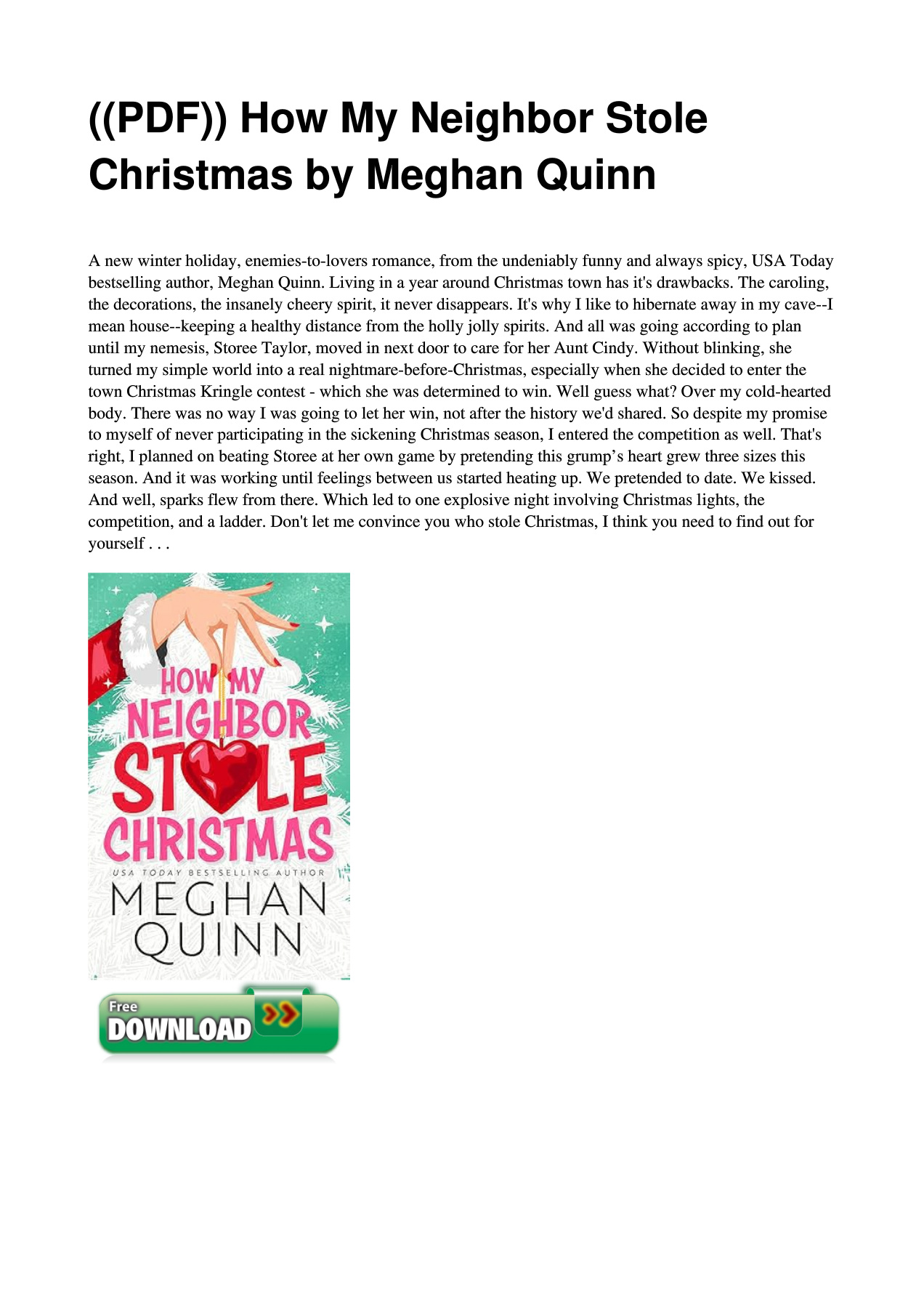 PDF)) How My Neighbor Stole Christmas by Meghan Quinn - Flip PDF 