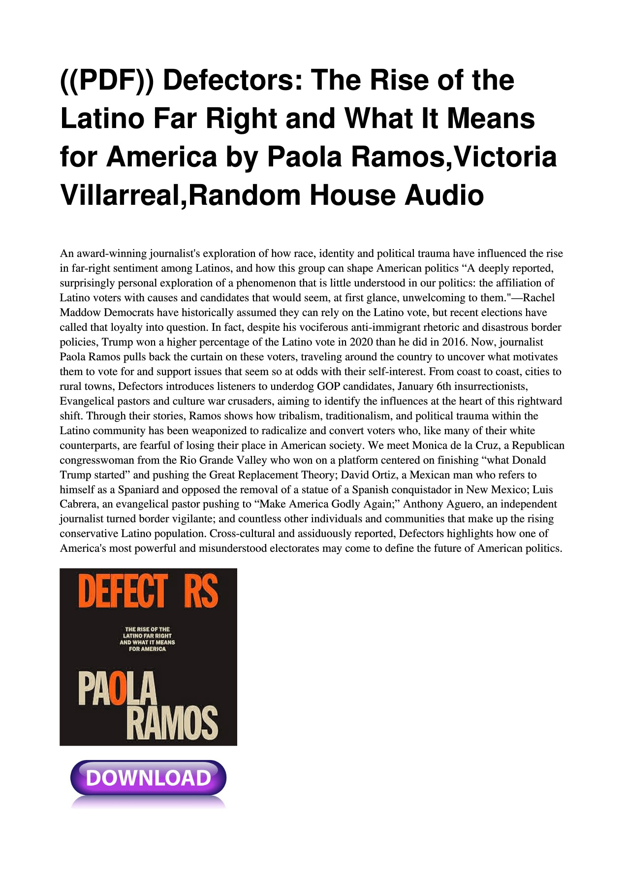 ((PDF)) Defectors: The Rise of the Latino Far Right and What It Means ...